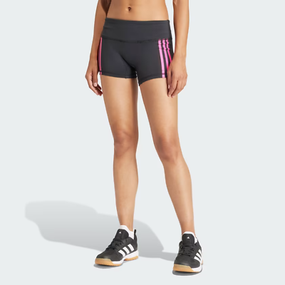 #ad ADIDAS Women#x27;s Volleyball 3 Stripes Tight Shorts NWT Black Shock Pink MEDIUM $26.05