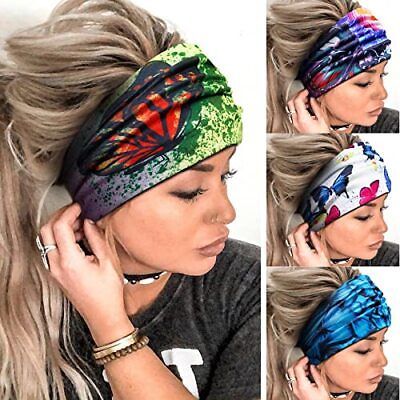 #ad Butterfly Boho Headbands for Women Wide Headband Printed Head Printed Butterfly $26.31