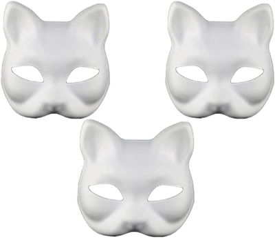 #ad Cat Therian Blank DIY Halloween Animal Half Facemasks Masquerade Cosplay Party $7.96