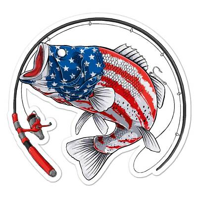 #ad American Flag Bass Fishing Vinyl Decal Sticker Indoor Outdoor 3 Sizes #8076 $7.95