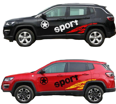 #ad Graphic Mud Splash Sport Car Sticker For Jeep Compass Side Door Hood Star Decal $65.79