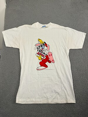 #ad Vintage Roger Rabbit Shirt Men#x27;s Large White Disney Single Stitch $59.99