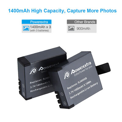 #ad 2x 3.7V 1400mAh 3.33Wh Li ion Battery For Sports Camera SJ6000 SJ4000 SJ7000 M10 $8.99