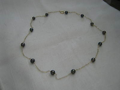 #ad Stunning 14K Yellow Gold 16quot; Necklace w BLUE BLACK 5mm PEARLS $179.99