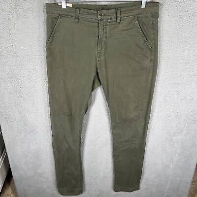 #ad Nudie Jeans Pants Mens 38x36 Green Slim Fit Adam Chino Stretch Bunker $46.64