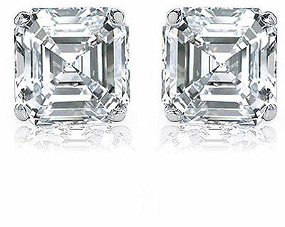 #ad 2.22 carat Asscher Cut Diamond Platinum Studs Lab grown E F VVS VS1 IGI report $1160.00