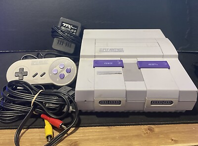 #ad SNES Super Nintendo Console with Cables and Controller SNS 001 Works READ DESC $110.00