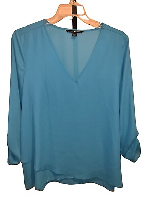 #ad Zac amp; Rachel Womens blue 3 4 Sleeve Blouse Size XL $14.00