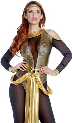#ad Cleopatra Costume Mesh Gold Jumpsuit Belt Egyptian Pharaoh Queen 557979D S M $22.50