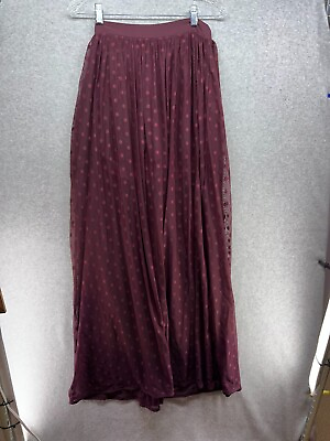 #ad Entro Womens Skirt Size S Maroon Purple Polka Dots Shorts Underneath Long $4.63
