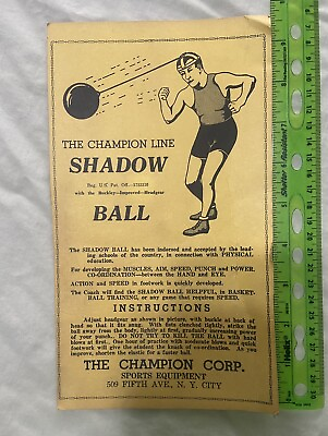 #ad Vintage Cardboard Print Ad Champion Equipment Shadow Ball Head Mounted Boxing $12.50