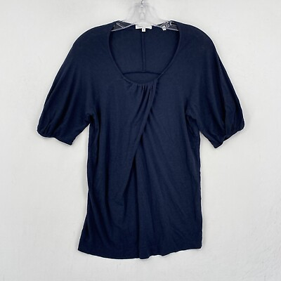 #ad Vince Womens Top Size Medium Navy Blue Scoop Neck Twist Front Raglan Jersey Knit $15.00