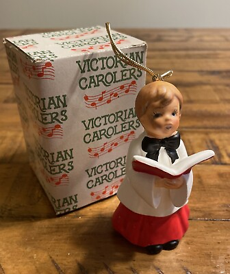 #ad Christmas Victorian Carolers NEW IN BOX Boy With Book Made in Taiwan. $12.75