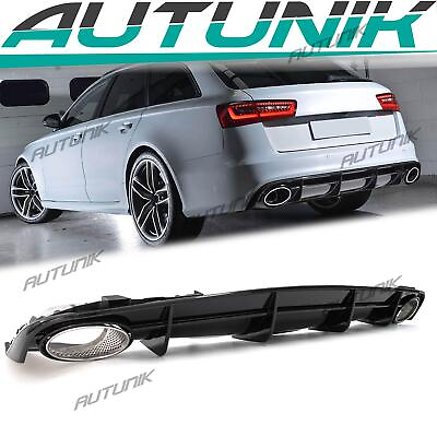 #ad Fits 16 18 Audi S6 C7 A6 Sline Rear Diffuser w Chrome Exhaust Tips RS6 Style $335.99
