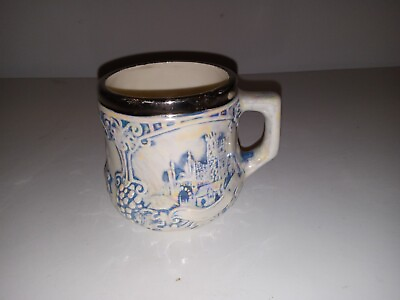 #ad Vintage Blue White Stein 3.5quot; Mug Cup Castle 3D $19.99