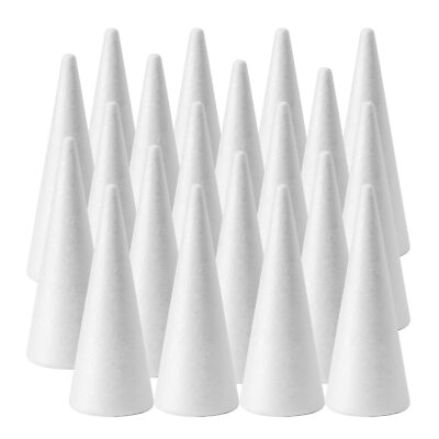 #ad 20 Pack Craft Foam Cones 2.9X7.9in White Polystyrene Cone Shaped Foam Foa... $35.73
