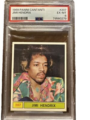 #ad 1969 Panini Cantanti Jimi Hendrix #207 Pop 9 PSA Collectible Card $214.86