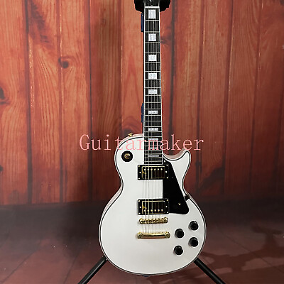 #ad Custom White LP Electric Guitar HH Pickups Mahogany Body T O M Bridge Gold Part $249.00