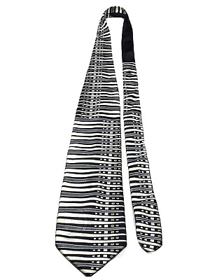 #ad VTG Fratelli Moda Silk Tie Necktie Black Great Striped 4quot; x 59quot; Long $13.10
