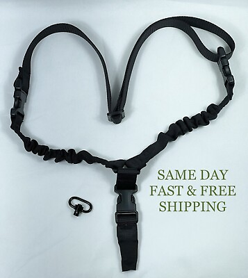 #ad Tactical Single Point Strap Bungee Rifle Gun Sling with QD SWIVEL BLACK $14.99