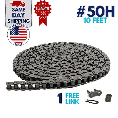 #ad #50 Heavy Duty Roller Chain 10 Feet with 1 Connecting Link 50H Chain $30.99