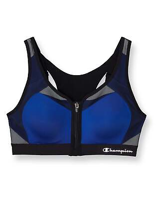 #ad Champion Sports Bra Motion Control Front Zip Wirefree Script Logo High Impact $33.75