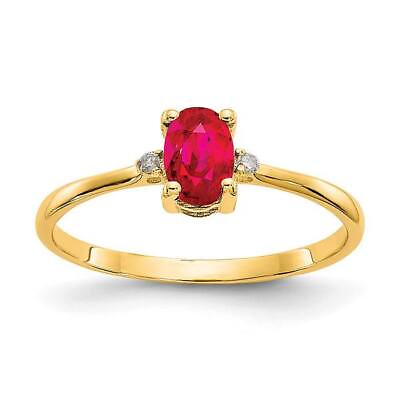 #ad 14K Yellow Gold Diamond Red Ruby July Birthstone Ring $282.00