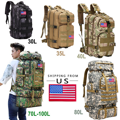 #ad Military Tactical Travel Backpack Waterproof Outdoor Rucksack Camping Hiking Bag $33.24