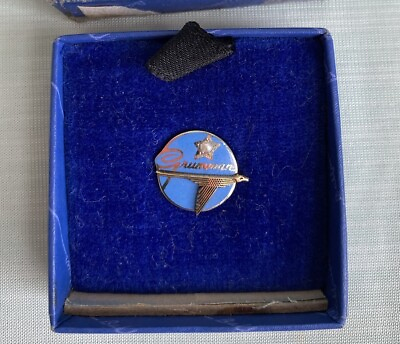 #ad Vintage Grumman Aviation 10K Gold Pearl Lapel Button Sterling Silver Backing $69.99