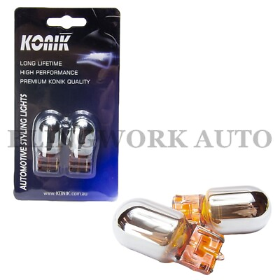 #ad KONIK T20 7440 WY21W SILVER CHROME AMBER Tint Indicator Turn Signal Light Bulbs AU $29.99