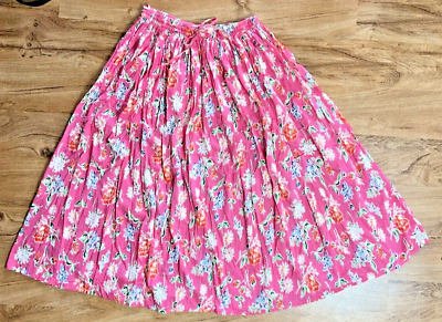 #ad Requirements Women#x27;s Vtg Long Flowy Pink Floral Maxi BOHO Cotton Skirt Sz Large $19.50