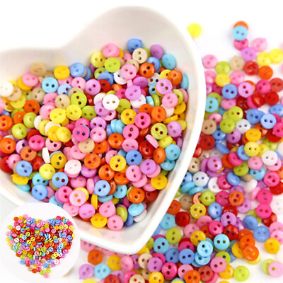 #ad 200 6mm Round Resin Tiny Buttons Mixed Colours Craft Scrapbook Sewing $6.16