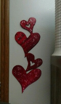#ad Metal Wall art heart plasma cut home decor red hearts wall decoration USA made $43.00
