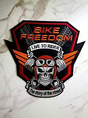 #ad Biker Freedom Live To Rider Skull Motorcycle MC Embroidered Iron On Patch Large $25.99