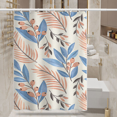 #ad Elegant Floral Bathroom Shower Curtain with Hooks Abstract Bathroom Decor $17.99