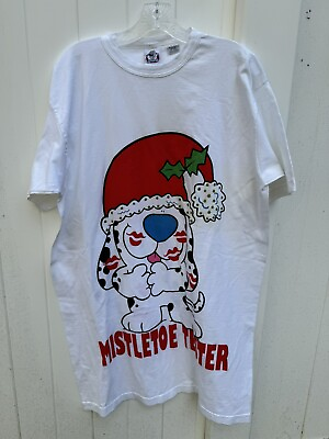 #ad Christmas Funny Humor Vintage T Shirt “Mistletoe Tester” Jokes On You Kisses Dog $24.99