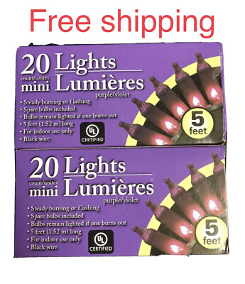 #ad 2x Halloween Purple Lights Holiday String Lights Total 10 Feet USA Seller $9.49