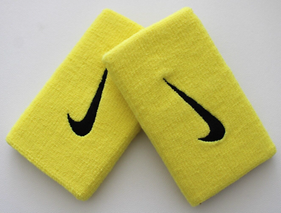 #ad Nike Tennis Premier Doublewide Wristbands Adult Yellow Strike Black $39.95