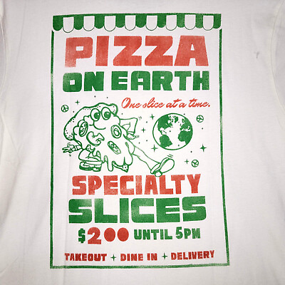 #ad Lucky Brand PIZZA Shirt ADULT EXTRA LARGE WHITE RED CASUAL MENS SLICE FOOD NWT $21.90