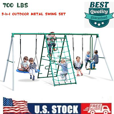 #ad #ad 700 lbs Swing Set Kids Playground Outdoor Playset Quality Comfort Heavy Duty $327.29