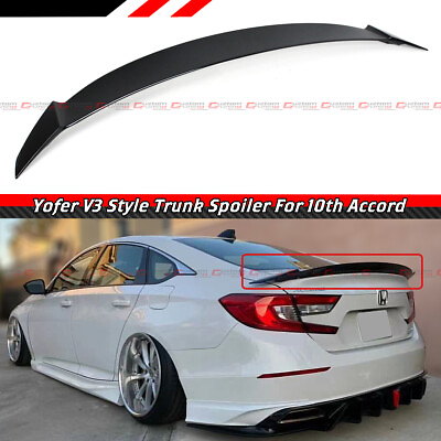 #ad FOR 18 22 10TH GEN HONDA ACCORD YOFER PAINTED GLOSSY BLACK TRUNK LID SPOILER V3 $97.99