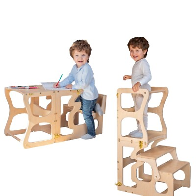 #ad Montessori Kitchen Tower 2in1 Toddler Step Stool $132.50
