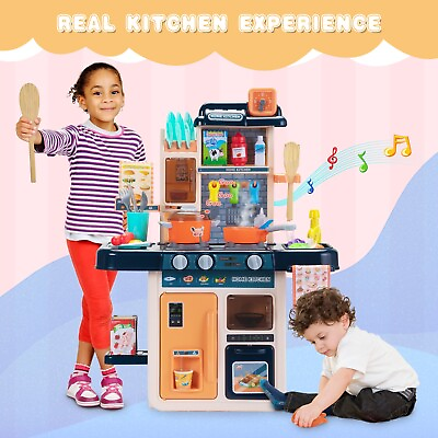#ad Kids Kitchen PlaySet Pretend Cooking Play Toy w 42 Piece AccessoriesLightMusic $34.99
