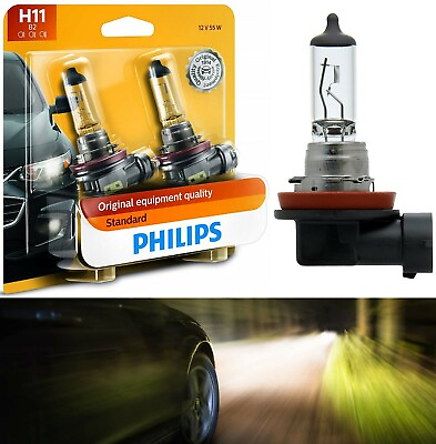 #ad Philips Standard H11 55W Two Bulbs Head Light Low Beam Replace Plug Play Halogen $23.27