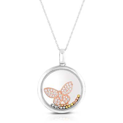 #ad 1 3 Cttw Diamond Shaker Butterfly Necklace in Rhodium Plated Sterling Silver $139.99