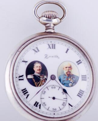 #ad WWI German Officer#x27;s Zenith Silver Pocket Watch Kaiser Wilhelm Franz Joseph Dial $1455.45