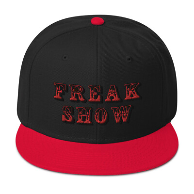 #ad Red Circus Freak Show Embroidered Flat Bill Cap Snapback Hat $34.95