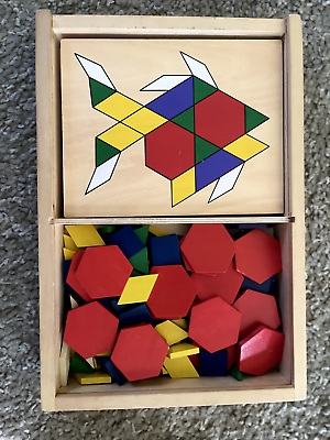 #ad VTG Melissa amp; Doug Pattern Blocks and Boards Classic Toy: 5 Boards Pieces Case $25.94