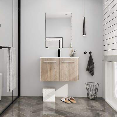 #ad 30quot; Wall Mounted Bathroom Vanity sinkOne piece bathroom vanity with two doors $331.46