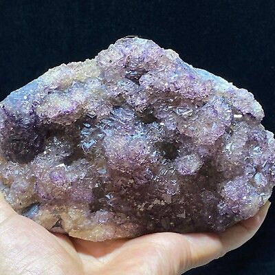 #ad 850g Natural Purple Cubic Fluorite Covered With Pyrite Mineral Specimen ZheJiang $84.00